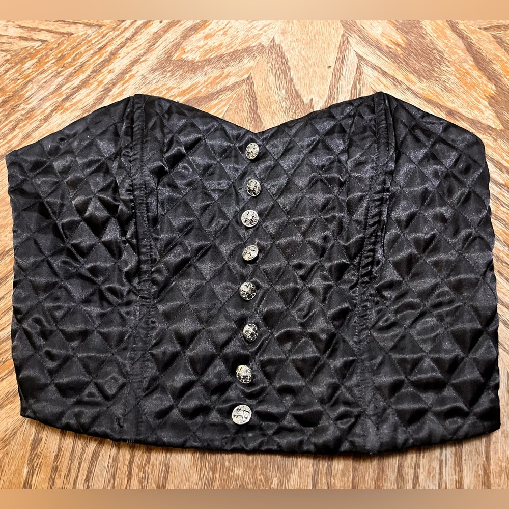Current Mood Black Quilted Crop Top